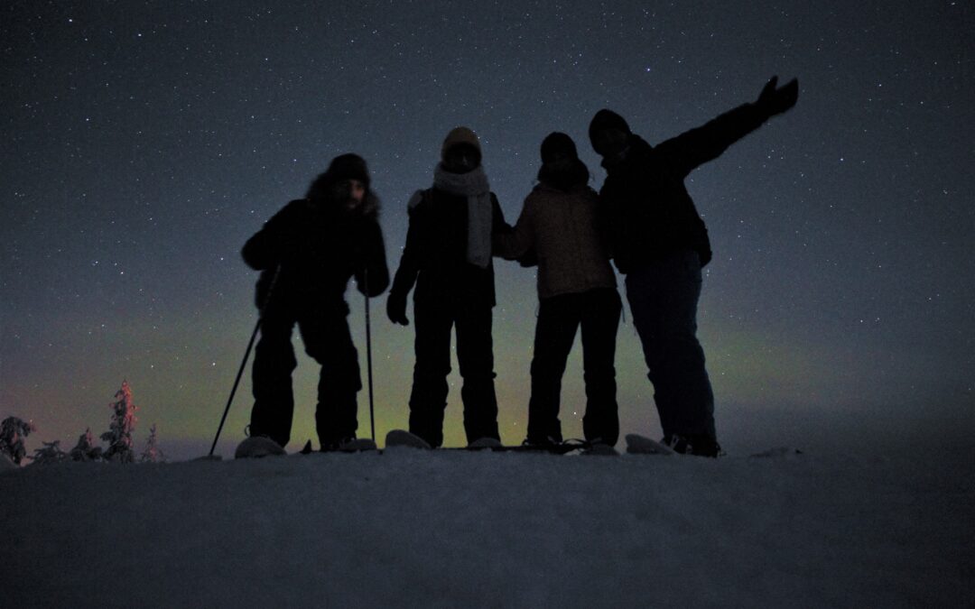 Snowshoeing Under the Aurora