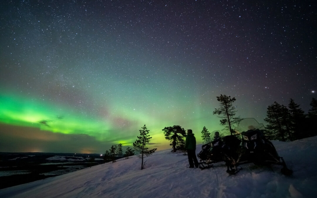 Northern Lights Electric Snowmobile Safari in Pyhä Lapland